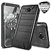 Huawei Ascend XT H1611 Case, with TJS [Tempered Glass Screen Protector] Dual Layer Shockproof Tough Brushed Hybrid Armor Drop Protection Case Cover (Not for Huawei Ascend XT2 H1711) (Black)