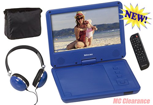 9-inch-Portable-DVDCD-Player-with-Swivel-Screen-and-Fold-Rechargeable-Battery-Remote-Control-Travel-Bag-with-Matching-Color-Headphones-and-ACDC-Adapter-Encore-DVD901BMO-Blue
