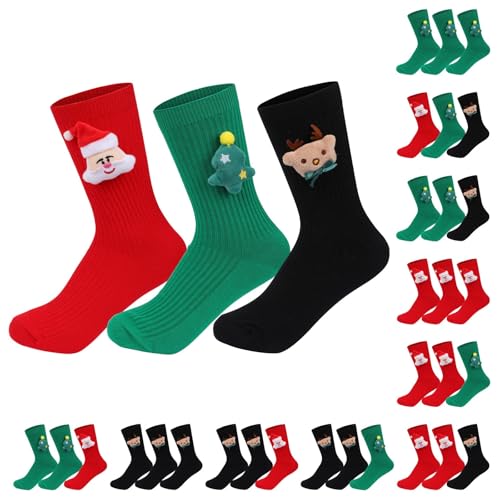 3 Pairs Christmas Socks For Women & Men, Cotton Ankle Warm Thermal Novelty Christmas Patterned Socks Colourful Stylish Funny Patterned Crew Xmas Sock Gift For Family