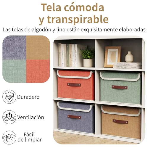 gaobaidu Set of 4 Foldable Fabric Storage Bins with Lid and Handles, Foldable Closet Organizer and Basket for Clothes, Toys, Books, Photos | 38x25x25cm (Set of Four Colors)