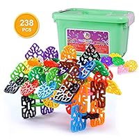 WELINK 238 PCS Stem Building Blocks Set 7 Shapes 10 Colors Interlocking Plastic Pattern Blocks Educational Learning Building Toy for Toddlers Kids Age 3 4 5 6 Year Old