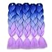 BACANA Ombre Braiding Hair (Dark Blue/Light Blue/Light Purple)3pcs Ombre Synthetic Hair Extension For Braiding Hot Water Seal Braiding Hair