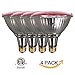 7Pandas LED Red Light Par38 Flood Light Bulbs,1200 Lumen for Porch True Color Full Glass Outdoor Waterproof LED Lights, E26 Base 90W Halogen Equivalent, Halloween, Christmas, Holiday Lighting, 4-Pack