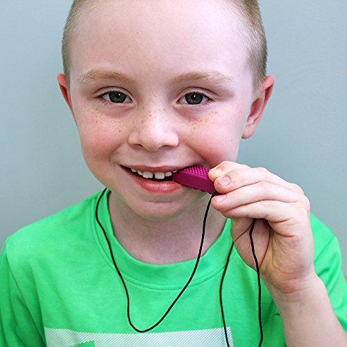 ARK's Brick Stick Textured Chew Necklace Made in The USA (Soft, for MILD Chewing ONLY, Please Read Description for More Options) - Magenta - Thumbnail 3