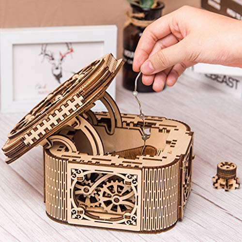 3D DIY Toy Wooden Mechanical Puzzle Jewelry Box Model Building Kits Children Gifts - Thumbnail 6