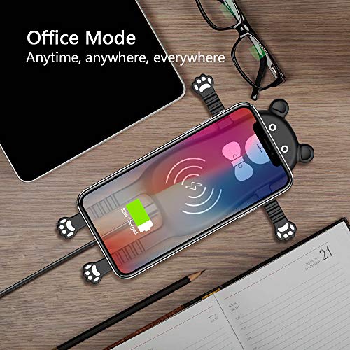 JDgoods Creative Bear Wireless Qi Fast Charge Car Mount Holder Compatible with iPhone Xs Max/XS/XR/X/8/8 Plus, Samsung Galaxy S10/S10+/S10E/Note 9/S9/S9+/Note 8/S8/S7, AirPods and More (Black)