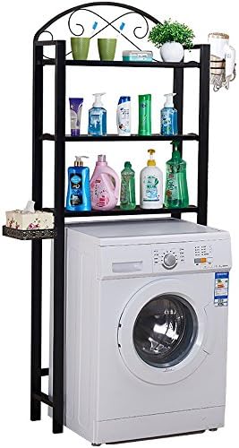 QFFL tray Floorstanding Stainless Steel Washing Machine Bracket/Creative Racks/Bathroom Balcony Storage Shelves Electric dedicated base (Color : BLACK)