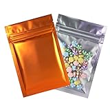 QQ Studio 100 Smell Proof FDA Approved Food Safe Flat Metallic Mylar Foil Flat ZipLock Sample Food Storage Bags Pouch 8.5x13cm (3.3x5.1