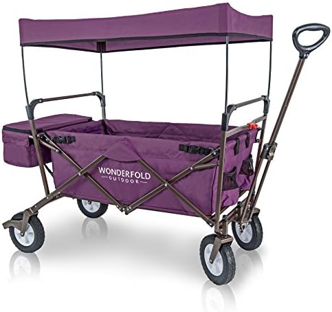 WonderFold Outdoor Value Model Collapsible Folding Wagon With Canopy (Tyrian Purple)