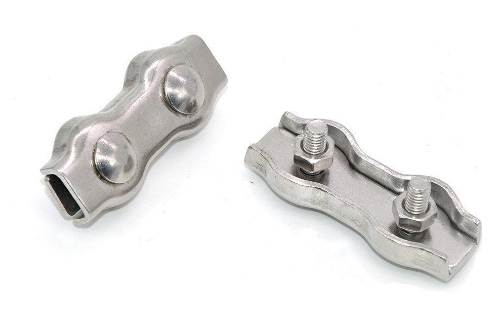 4-Pack M5 Stainless Steel Wire Rope Clip Cable Double Clamp Buckle Cable Connector