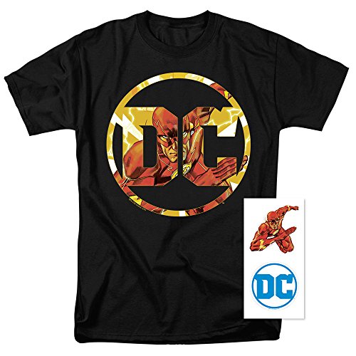 Flash DC Comics Logo T Shirt & Exclusive Stickers (XX-Large)