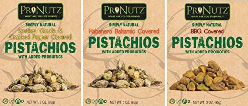 Habanero-BBQ-Smoked Gouda Variety Pack of Covered Pistachios with added Probiotics 3oz 3-Pack