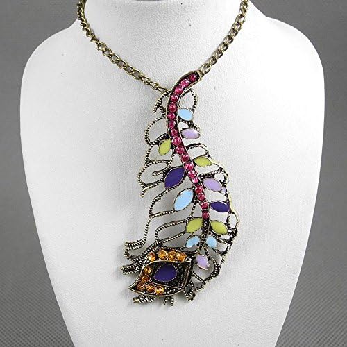 1 Pieces Necklace Pendent Jewelry Fashion Decoration Costume Retro Jewellery Collier Long Chain 14034 Peacock Feather Colorful Enamel