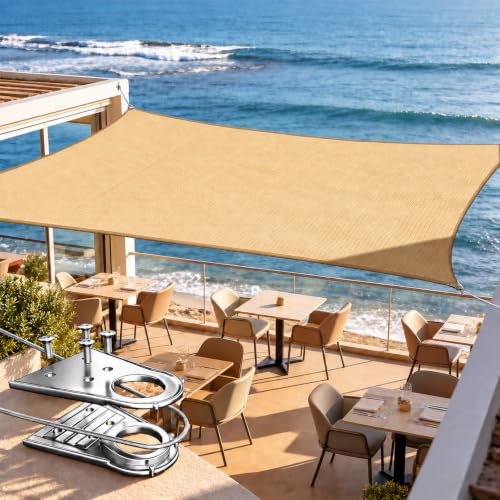 ShadeMart 17' x 47' Beige Heavy Duty Rectangle Outdoor Patio Shade Sail at Amazon