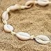 ATIMIGO White Puka Shell Hawaiian Cowrie Shell Handmade Sea Shell Beach Choker Adjustable Summer Clavicle Necklace Surfer Jewelry for Women Men