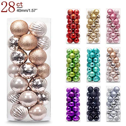AMS 40mm/28ct Christmas Ball Mini Plating Ornaments Tree Collection for Holiday Parties Decoration (1.57''，Champagne) - Thumbnail 7