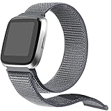 bayite Soft Bands Compatible with Fitbit Versa/Versa 2 Women Men, Breathable Sport Loop Band Replacement Accessories Wristband, Gray