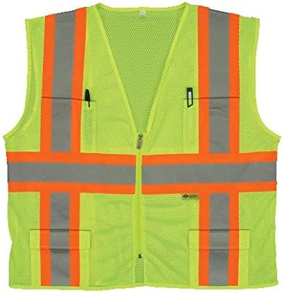 2W M7048C-2 L Class 2 Mesh Multi-Pocket Vest - Lime44; Large