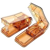 Professional Pill Splitter, Clear Tablet Pill Cutter Accurate Safe Cutting Small/Large Pills, Medicine in Half, Quarter-2 Pack