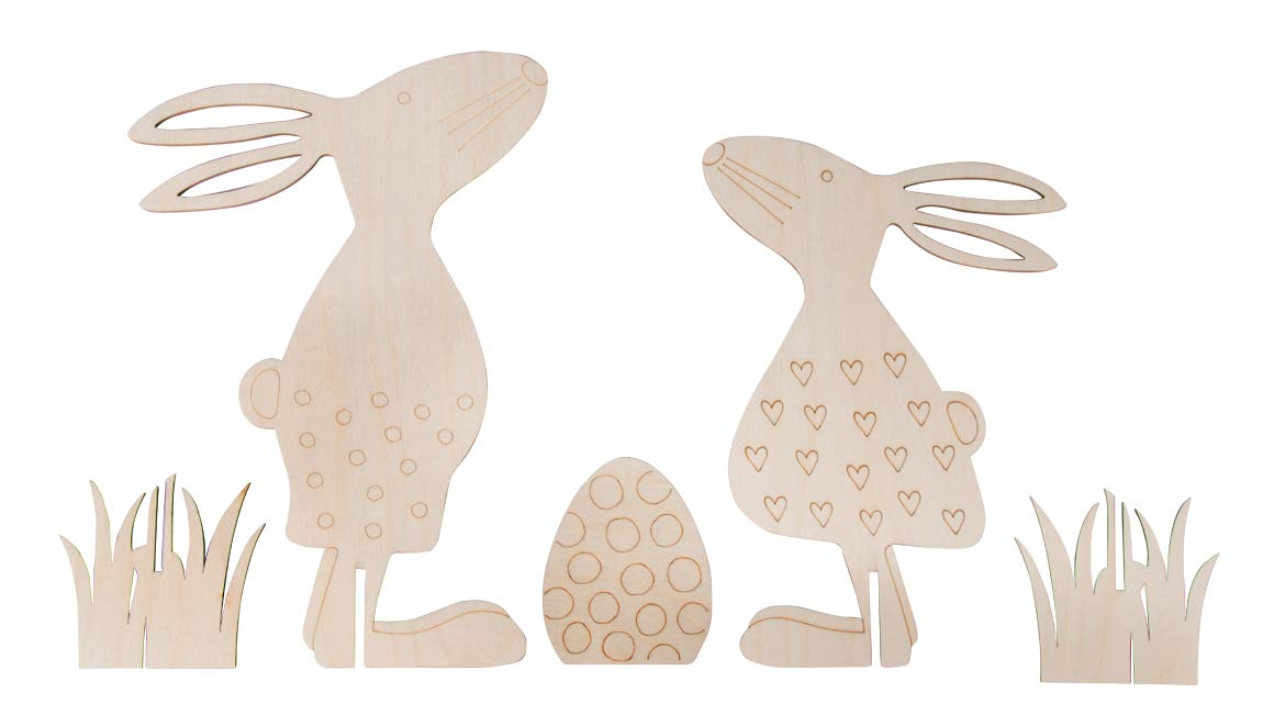 Rayher Wood mot.Easter Friends w.Egg,FSCMixCred, Natural, 19,5x27,5cm