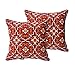 BOSSIMA Indoor/Outdoor Red Damack Square Toss Pillow, Corded Cushion Set of 2