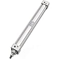 Baomain Pneumatic Air Cylinder SC 32 X 300 Pneumatic Air Cylinder,PT 1/8, 32mm(1-1/4inch) Bore 300mm(12 inch) Stroke Screwed Piston Rod Dual Action,for Manufacturing