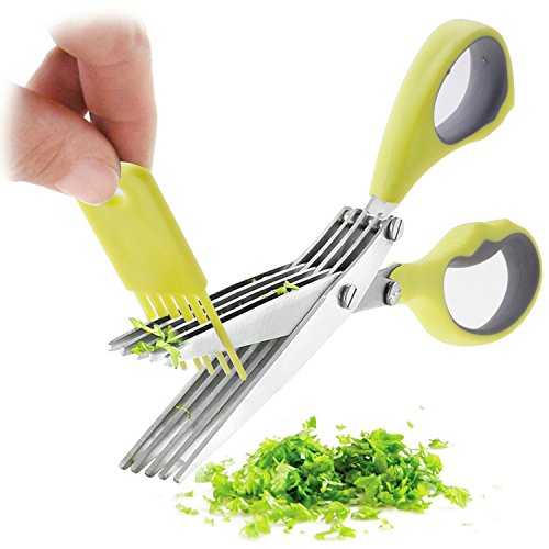 image for CHEE MONG Stainless Steel Herb Scissors with 5 Blades - Multipurpose H