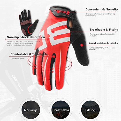 Anser 2240033 Outdoor Cycling Full Finger Gloves Bike Bicycle Gloves Breathable Anti-slip Reflective for Autumn Winter (Blue White, L)