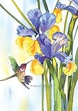 Toland Home Garden Hummingbird and Iris 12.5 x 18 Inch Decorative Colorful Spring Flower Bird Garden Flag