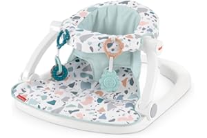 Fisher-Price Portable Baby Chair Sit-Me-Up Floor Seat with Developmental Toys Machine Washable Seat Pad, Pacific Pebble