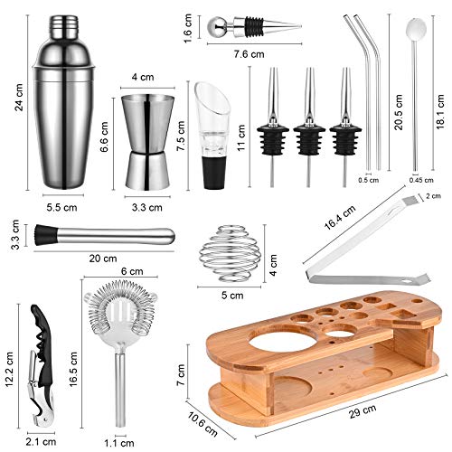 GOLDGE Cocktail Set Cocktail Shaker 18 Teiliges Cocktail Mixer Geschenk Set Bar Zubehör 750ML Cocktailshaker mit… – Bild 5