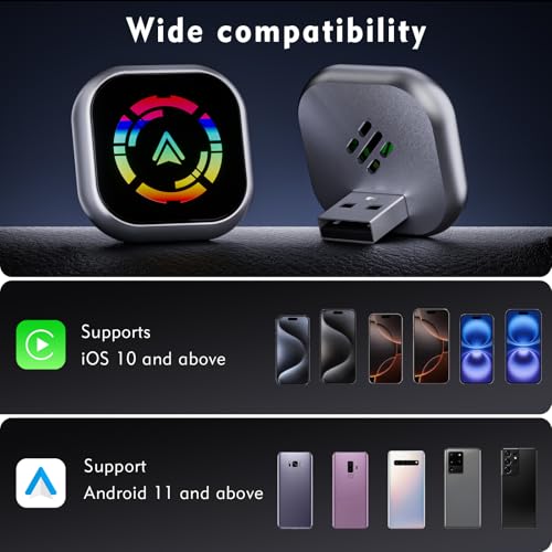 Drepint 2 in 1 Wireless Adapter for CarPlay and Android Car, Upgrade Plug & Play Wireless Carplay Adapter, Fast and Stable Connection without Delays, Compatible with iOS 10+ and Android 11+