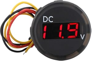 Digital Voltage Meter, DC 0-100V Waterproof Round Digital Voltage Meter Voltmeter LED Panel Display for Car Motorcycle Boat M