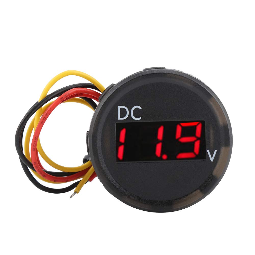 Digital Voltage Meter, DC 0-100V Waterproof Round Digital Voltage Meter Voltmeter LED Panel Display for Car Motorcycle Boat Marine ATV Caravans voltmeter analog