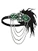 Vijiv Green 1920s Flapper Headband Accessories Gatsby Style 20s Headpiece