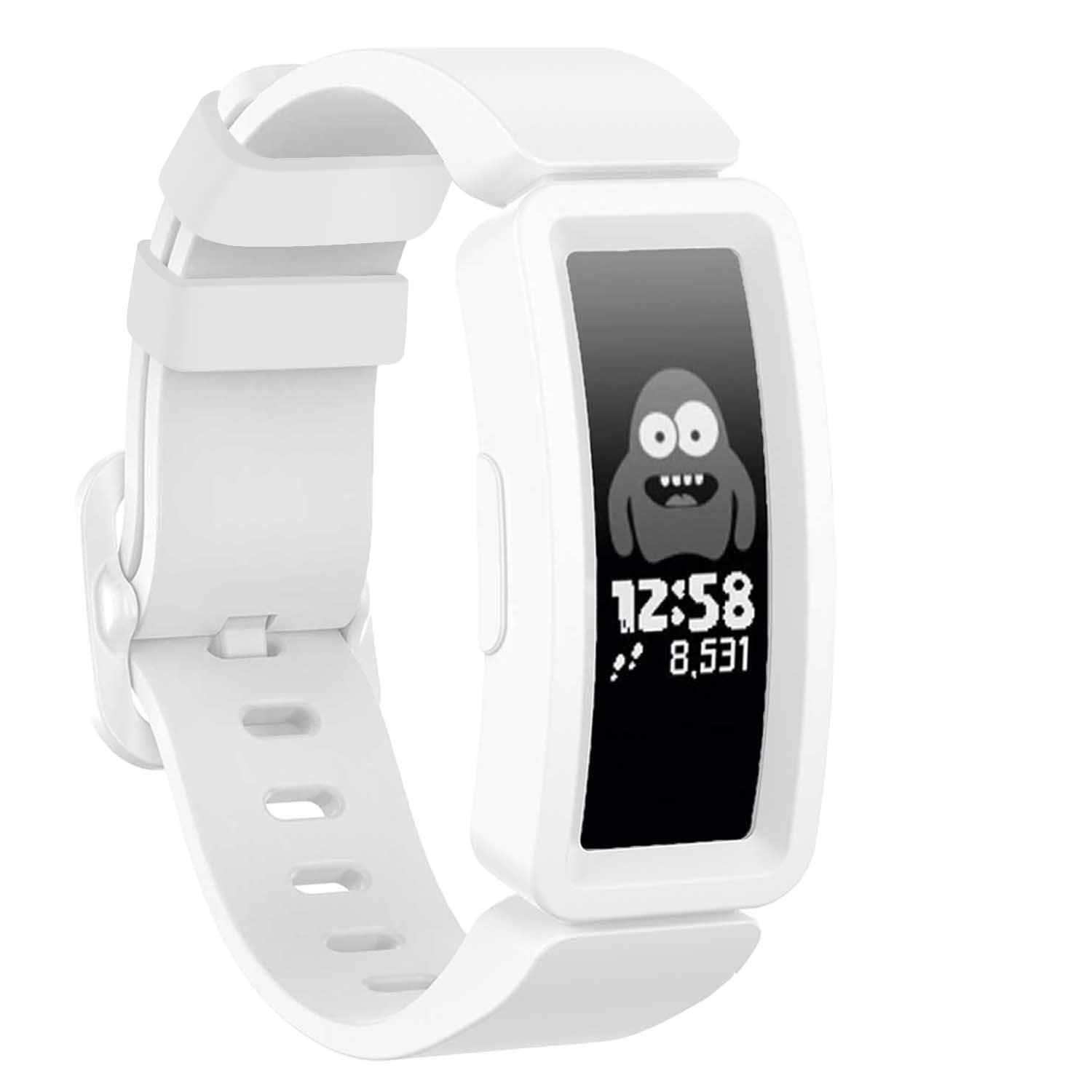 TopPerfekt Strap Compatible With Fitbit Ace 2 for Kids 6, Soft Silicone Waterproof Bracelet Accessories Strap Boys Girls Wristbands Compatible for Fitbit Ace 2 (White)