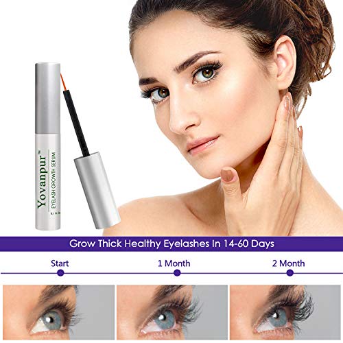 Eyelash Growth Enhancer, Yovanpur Lavish Lash Eyelash And Eyebrows Growth Enhancing Booster Serum Thickener, With Biotin Natural Growth Peptides To Grow Longer, Thicker Vegan Lashes and Eyebrows, FDA - Thumbnail 3
