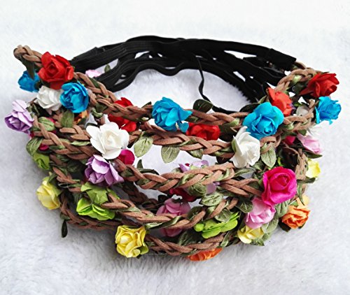 Qandsweet Girl s Bohemian Rose Floral Headbandsï¼ˆ 9 Pack ï¼‰