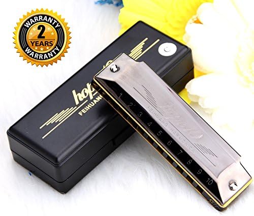 Best Blues Harmonica 10 Hole Major Diatonic Double Tremolo Beginner Harmonicas for Sale Musical Instrument Accessories Black with Case