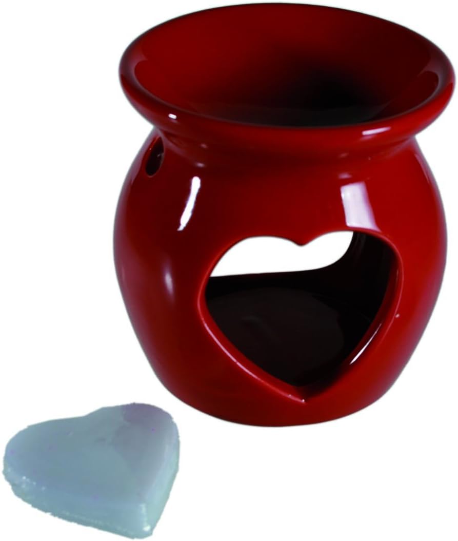 Gifts Galore Store present gift. Heart Themed Oil Burner with Rose Melts. A romantic candle