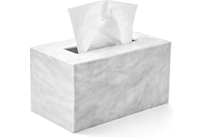 MY SPACE ORGANIZERS Tissue Box Cover Rectangle - Tissue Box Holder Rectangular - Compatible with Kleenex - Acrylic Marble Bathroom Accessories Decor