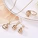 Paxuan Womens Silver Gold Plated Teardrop White Champagne Crystal Wedding Bridal Jewelry Set Teardrop Pendant Necklace Drop Dangle Earrings Wedding Ring Set (Champagne)