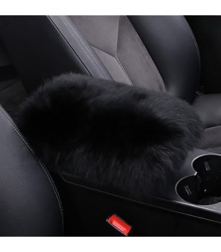 Furry Auto Center Console Cover Pad, 11.8"x7.8" Soft Sheepskin Wool Armrest Cushion