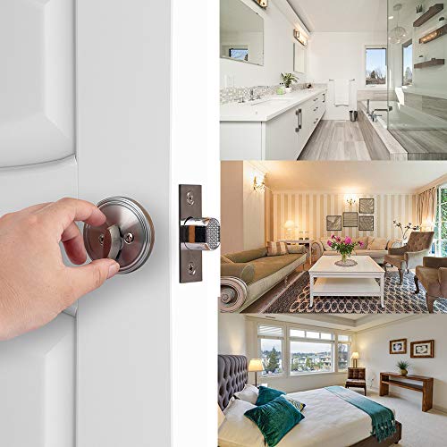 Single Cylinder Deadbolt Door Locks with Keyed for Entry Door (Privacy/Passage)，Satin Stainless Steel - Thumbnail 6