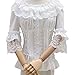 Smiling Angel Ruffle Retro Chiffon Half Sleeve Victorian Lolita White Blouse (XXL)
