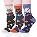 Velice Women's Cute Design Super Thick Warm Cozy Crew Winter Socks,One Size,Cat