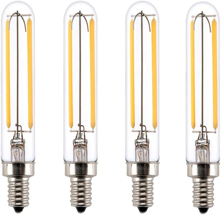2W T6 Edison LED Filament Bulb Tube 20 Watt Equivalent Candelabra LED Bulb Edison Style Light Bulb Dimmable 200 Lumens 2700K Warm White 4 Pack