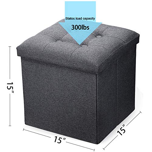 Vigamimn 15" Cube Ottoman Stool Folding Storage Ottoman Foot Rest Stool
