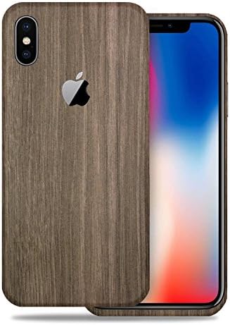 TortugaAmor Apple iPhone X/iPhone 10 Anti-Scratch Vinyl Skin, Brown Wood Texture Protective Vinyl Skin Cover Wrap Sticker Skins (2PK)