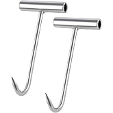 GOLD DEER 2PCS T-Handle Meat Boning Hook Stainless Steel T Hooks | Kitchen Butcher Shop Restaurant BBQ Tool T-Shaped Butcher's Hook for Easy Processing